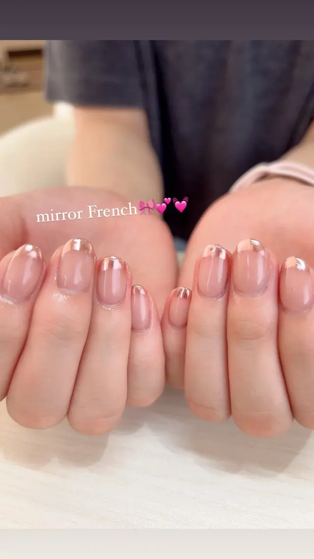 ネイル フレンチネイル ミラーネイル ハンドネイル beautiful meみくのネイルデザイン