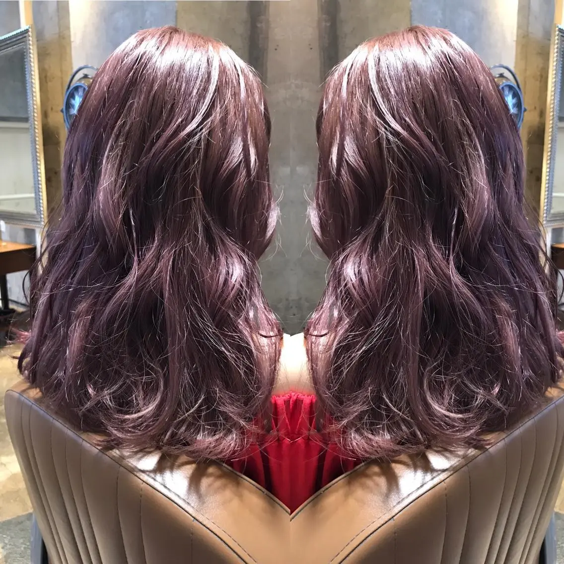ロング カラー パーマ ヘアアレンジ メンズ キッズ ネイル マツエク・マツパ ダブルカラー パープルカラー パープル サロンドミルク 原宿のヘアスタイル