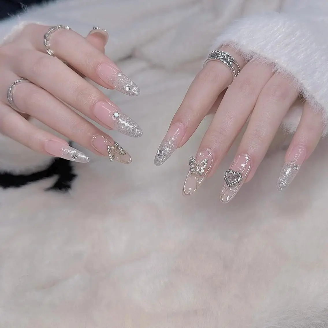 ネイル 長さ出し フレンチネイル グラデーション 卒業式 マグネットネイル ハンドネイル MIHANA NAILのネイルデザイン