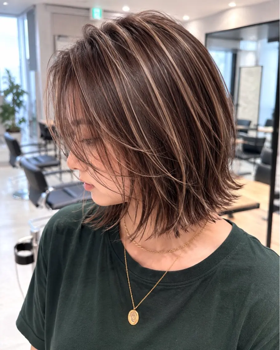 ロング カラー ハイライトカラー 顔まわりレイヤー 外国人風カラー ハイライト レイヤーカット カット ヘアカラー トリートメント 海外風レイヤーカット 👑店長　平松　由のヘアスタイル