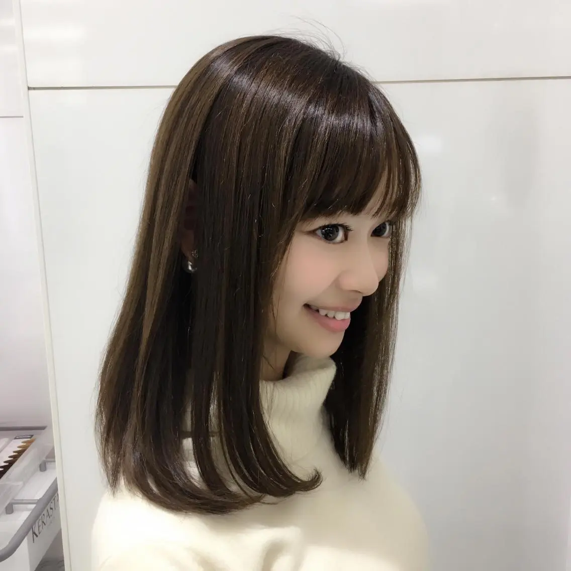 ミディアム パーマ ミディアムパーマ 趙 英来のヘアスタイル