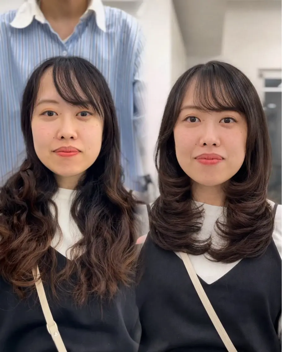 ミディアム カラー ベージュカラー ブリーチ 透明感カラー くびれヘア 韓国風ヘア カット ヘアカラー トリートメント ヘッドスパ 盛れる顔周り✨韓国 レイヤーkanatoのヘアスタイル