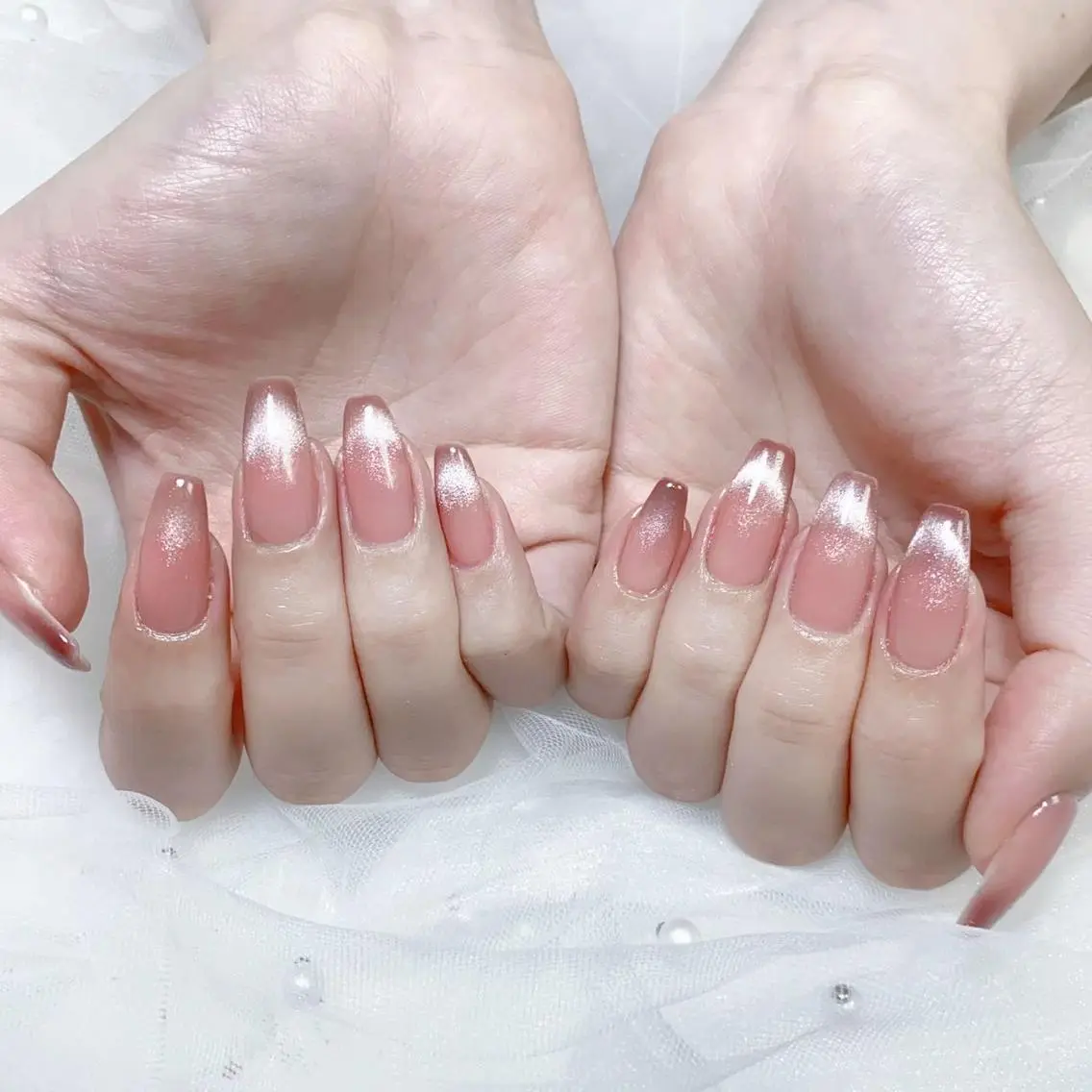 メンズ キッズ ネイル フレンチネイル マグネットネイル マグネットフレンチ ハンドネイル Nail salon 木にいるのネイルデザイン