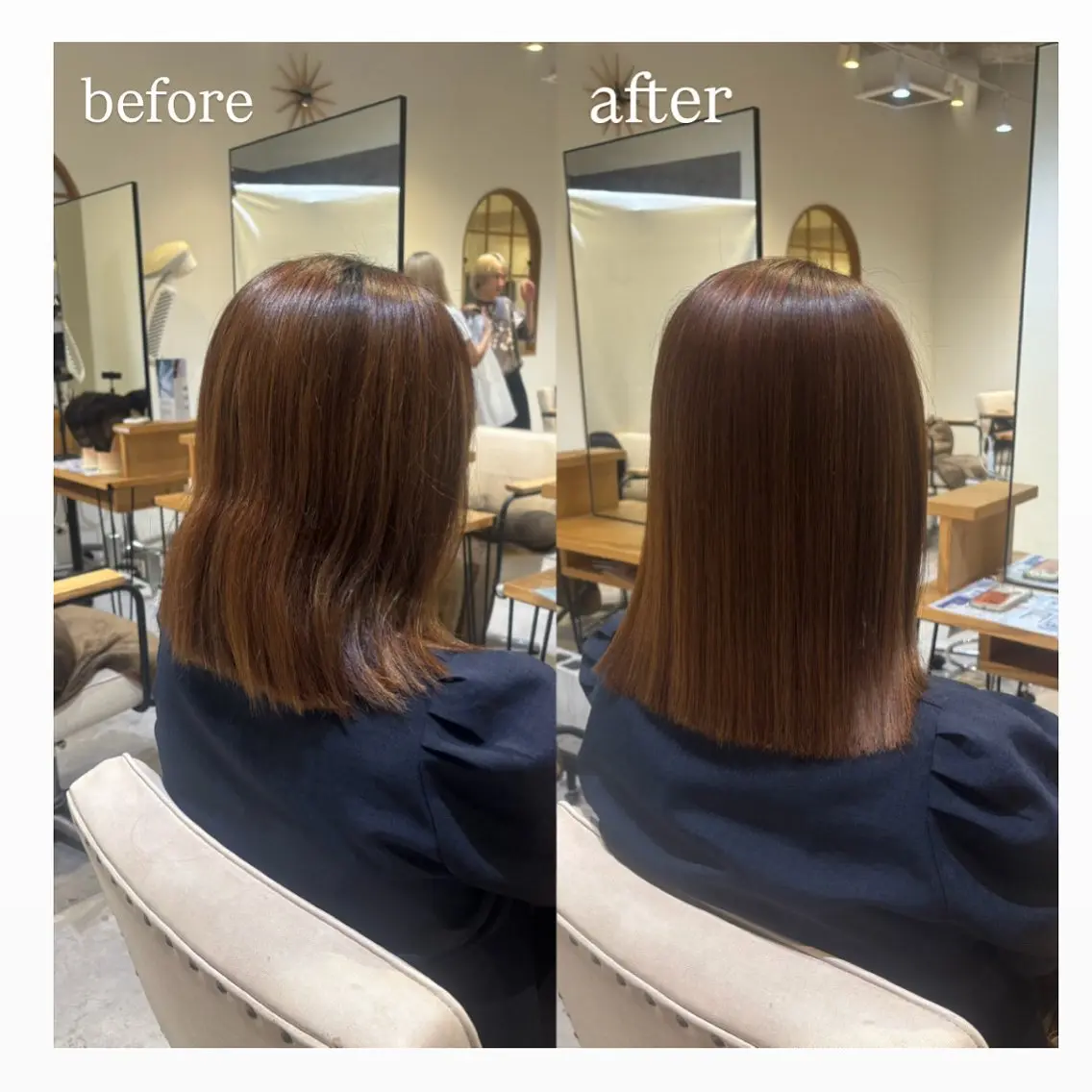 ミディアム 縮毛矯正 名嘉 穂乃花のヘアスタイル