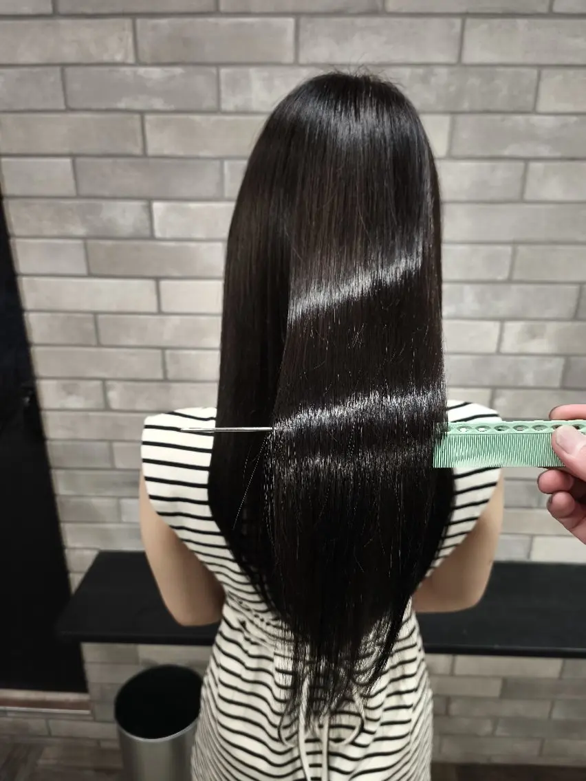 ロング ハイライト 髪質改善 縮毛矯正 カット 縮毛矯正 トリートメント VIMhair天神店 縮毛矯正 ハイライトのヘアスタイル