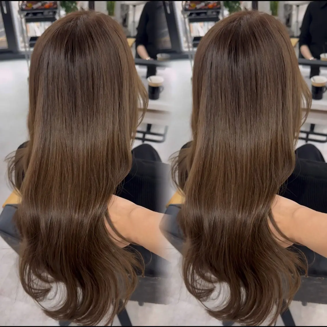 ロング カラー アッシュ アッシュブラウン ベージュカラー 黒髪 ブリーチ カット ヘアカラー トリートメント 赤み無し柔らかカラー 【梅田】madokaのヘアスタイル