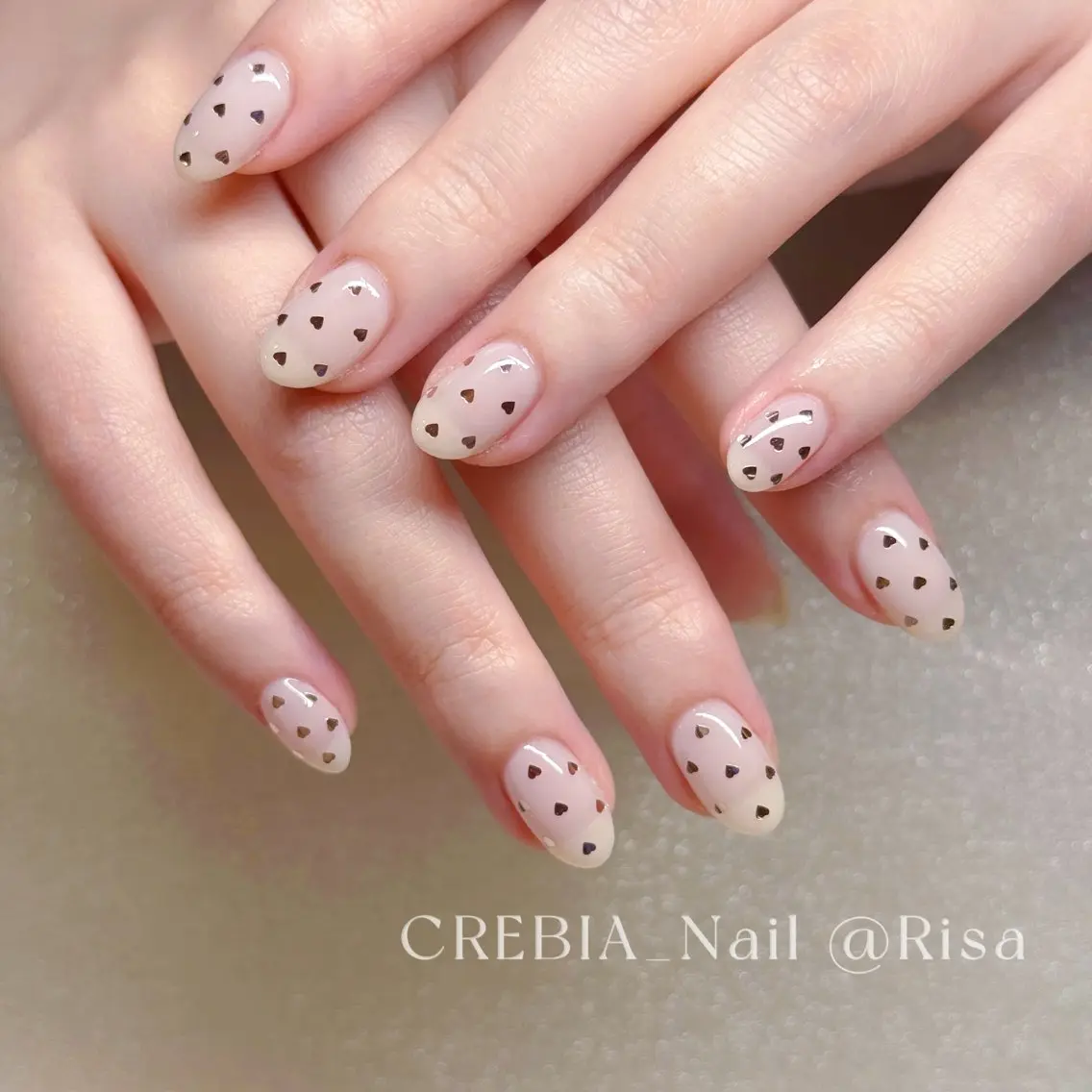 ネイル ハート ホログラムネイル ハンドネイル CREBIA Nailのネイルデザイン