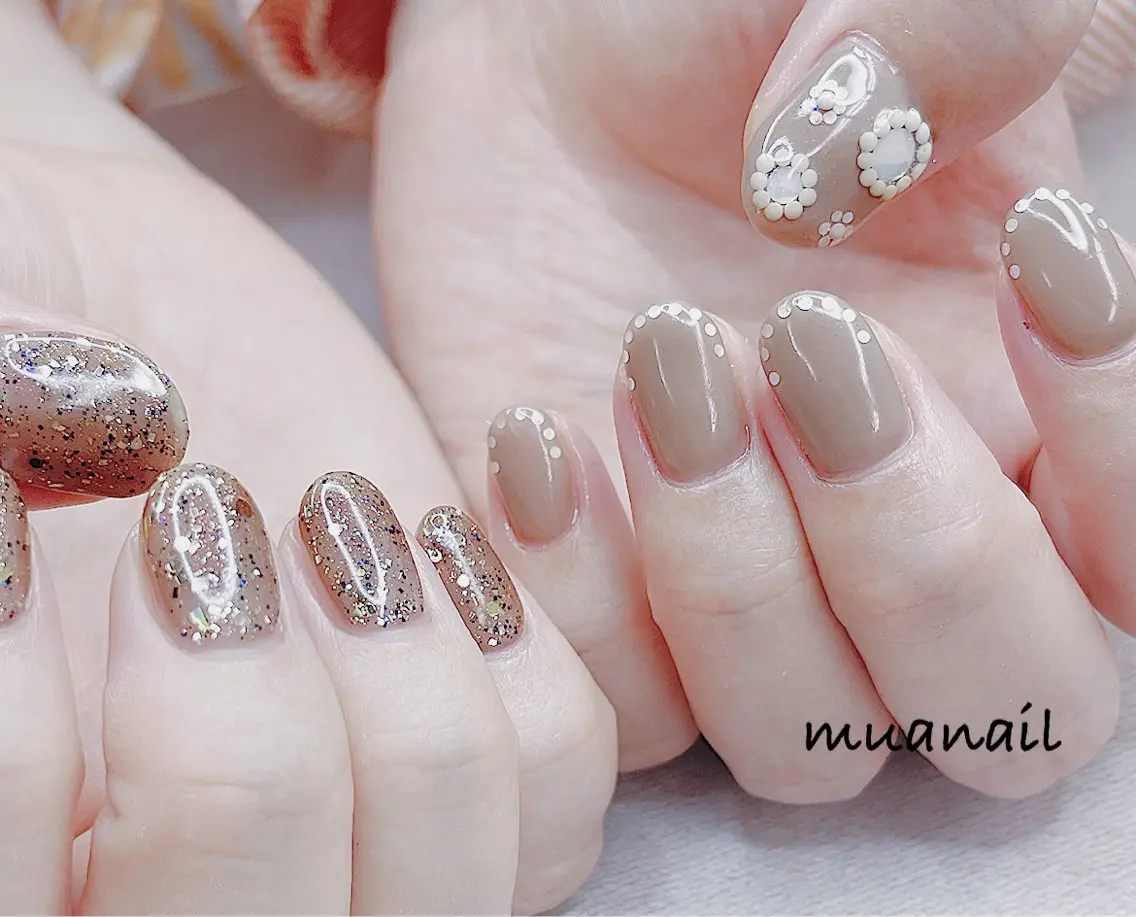 ネイル ブルー フラワーネイル 春ネイル ハンドネイル mua nail mikiのネイルデザイン