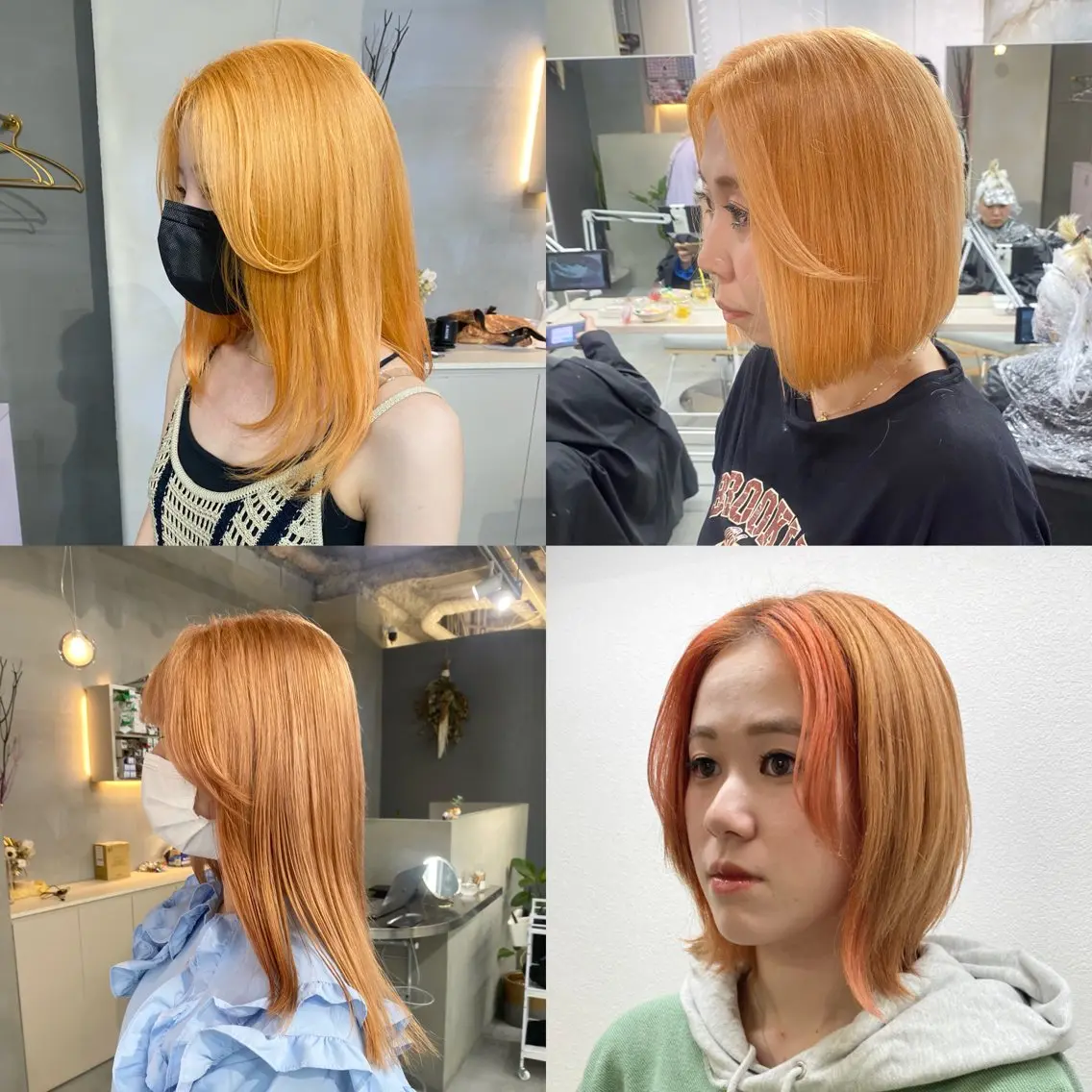 セミロング カラー オレンジ 似合わせカット ヘアカラー 前橋 姫奈のヘアスタイル