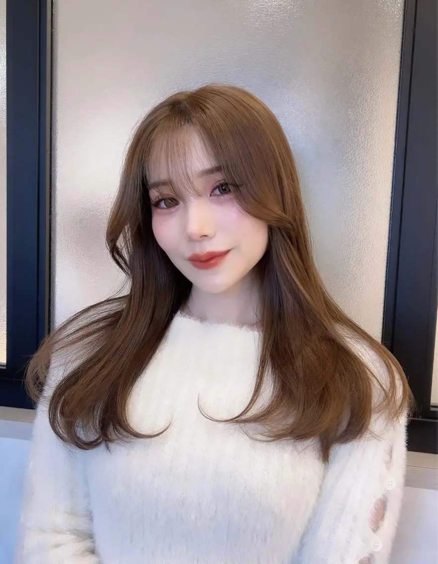 セミロング カラー カット ヘアカラー トリートメント emi/髪質改善/ 韓国風/艶カラーのヘアスタイル