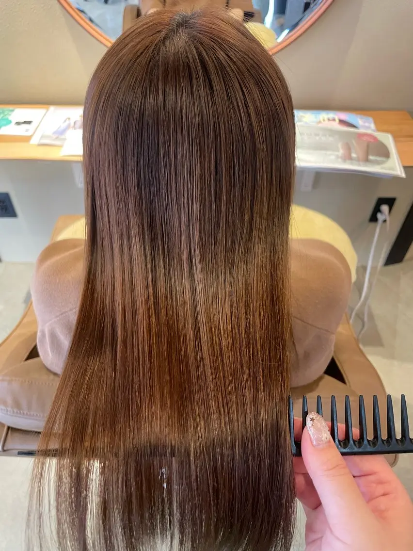 ロング 縮毛矯正 トリートメント 青木 紗耶のヘアスタイル