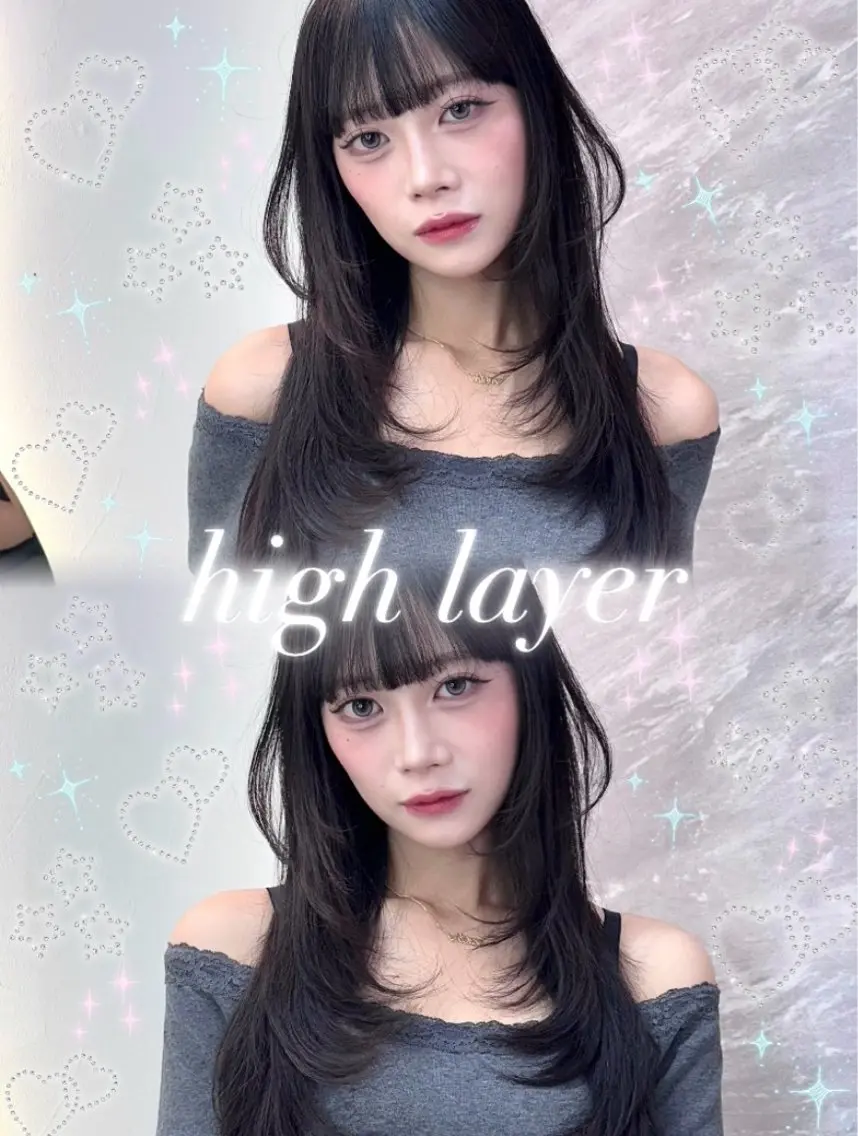 セミロング カラー ヘアアレンジ 黒髪 ブルーカラー ブルーブラック 透明感カラー グレージュ カット 🖤kana韓国ヘア 艶髪カラー特化🖤のヘアスタイル