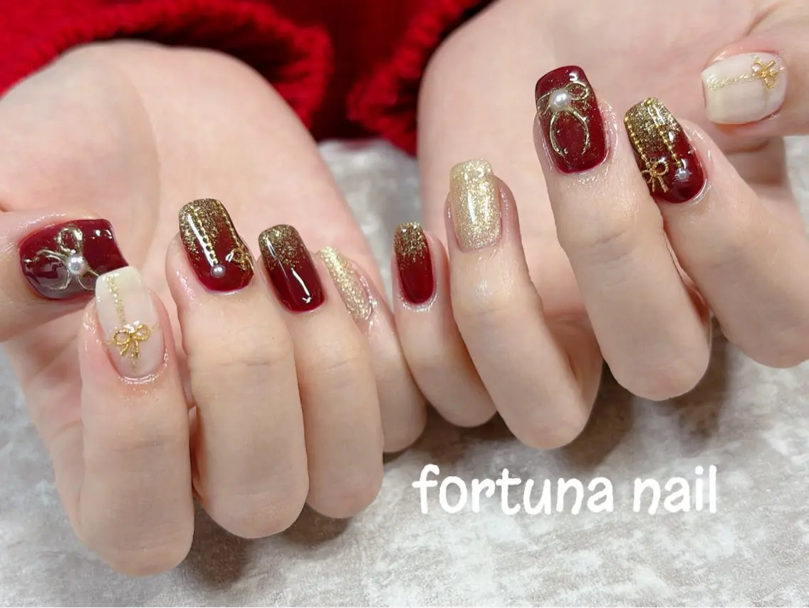 ネイル 冬ネイル クリスマス Nail •Head スパFortunaのネイルデザイン