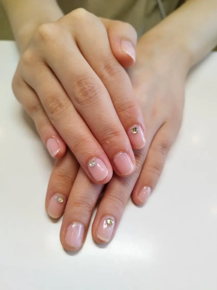 ネイル ジェルネイル ピンク ストーンネイル YOCO ネイルのネイルデザイン