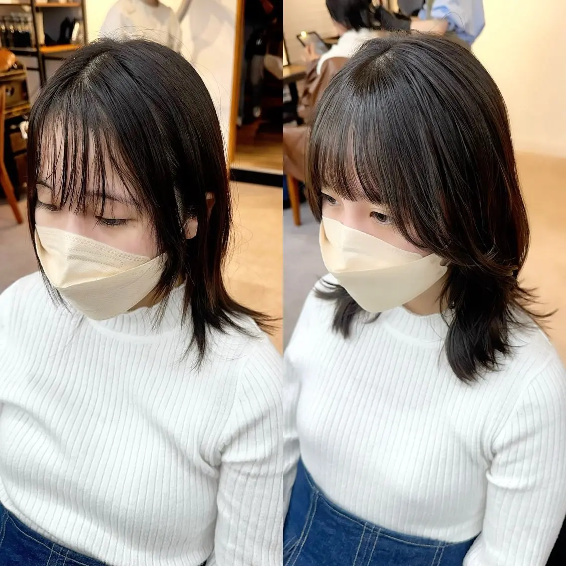 ミディアム カラー パーマ ヘアアレンジ メンズ キッズ レイヤーカット/ 巻ける縮毛矯正のヘアスタイル