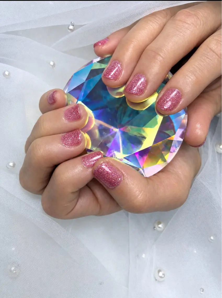 ネイル ラメ(グリッター) ワンカラーネイル ピンク シンプルネイル Lino nailのネイルデザイン