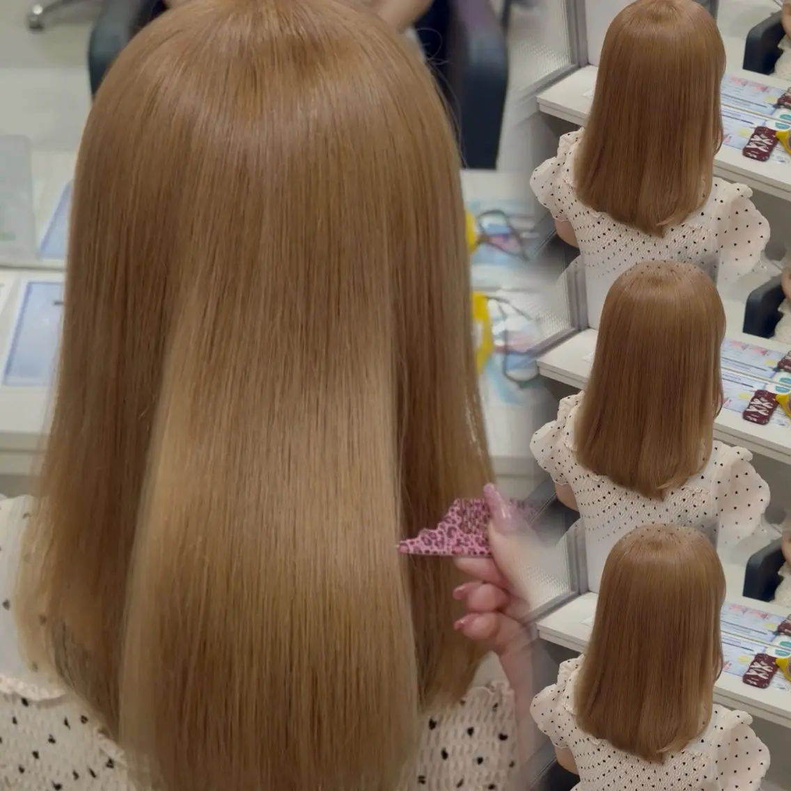 ロング カラー ヘアカラー トリートメント 🦋REISA🦋 エクステ×ハイトーンのヘアスタイル