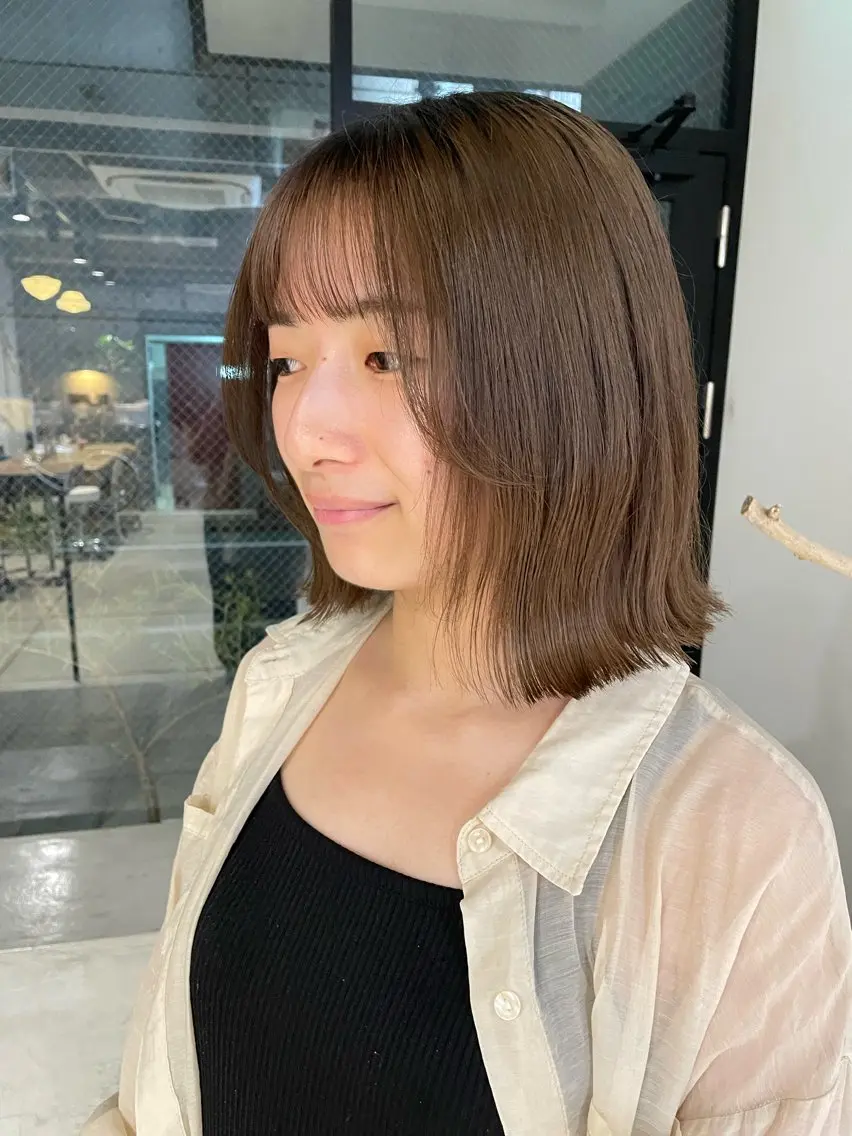 ミディアム カラー ボブ 外ハネヘア ユウナ🎀レイヤー/ 暖色カラーのヘアスタイル