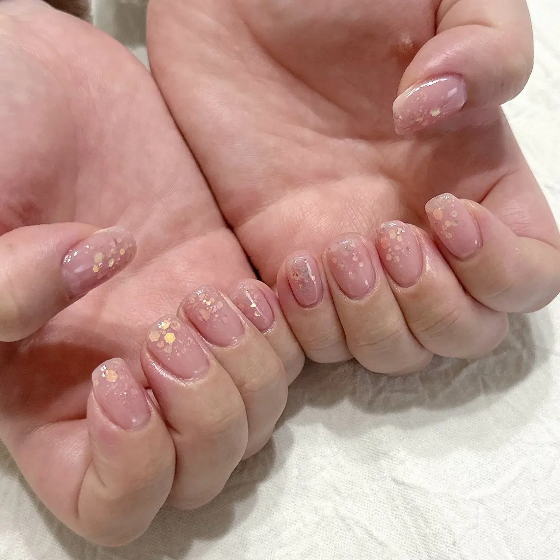 ネイル キラキラネイル オフィスネイル ピンク ハンドネイル peaberry nailのネイルデザイン