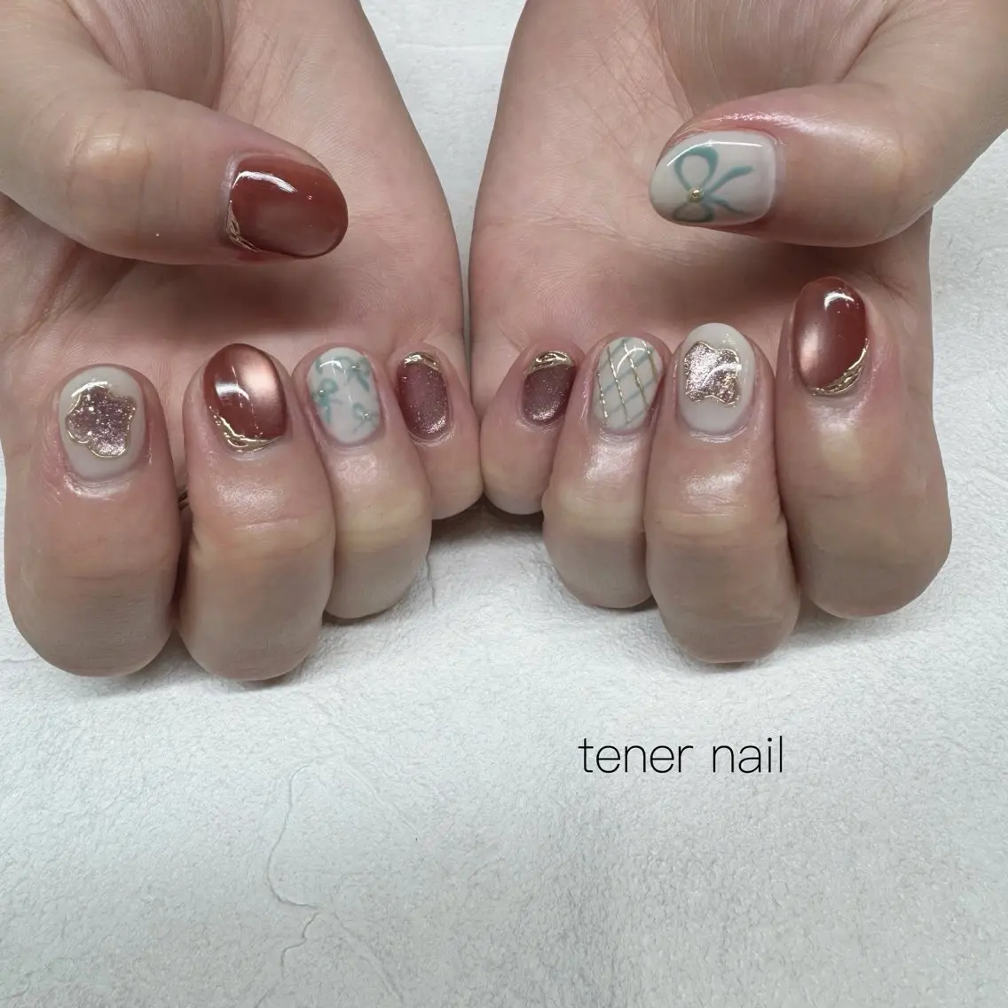 ネイル リボン ハンドネイル テネルネイル tener nailのネイルデザイン