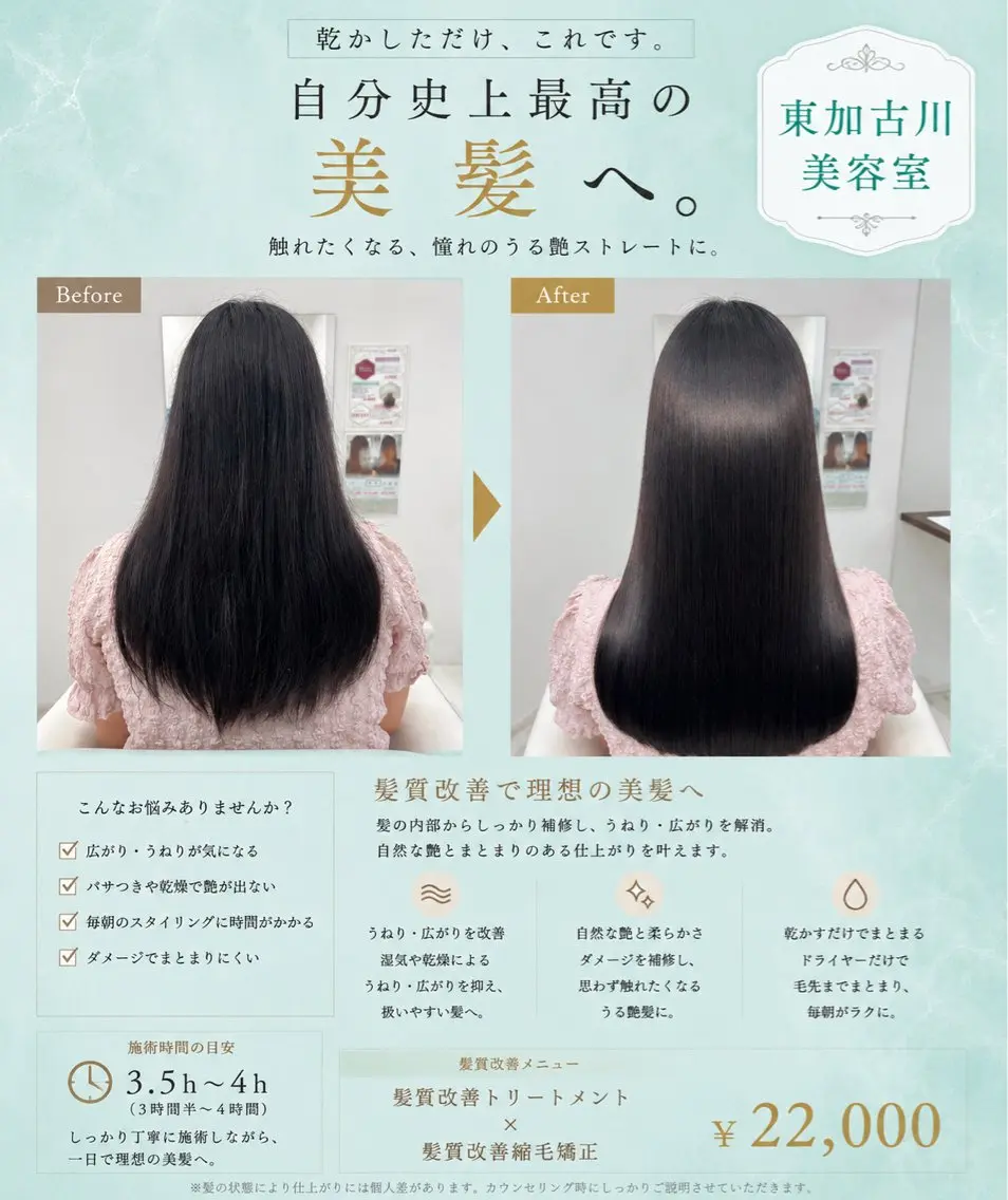 ロング カット 縮毛矯正 トリートメント SHO担当髪質改善 東加古川アーティブのヘアスタイル