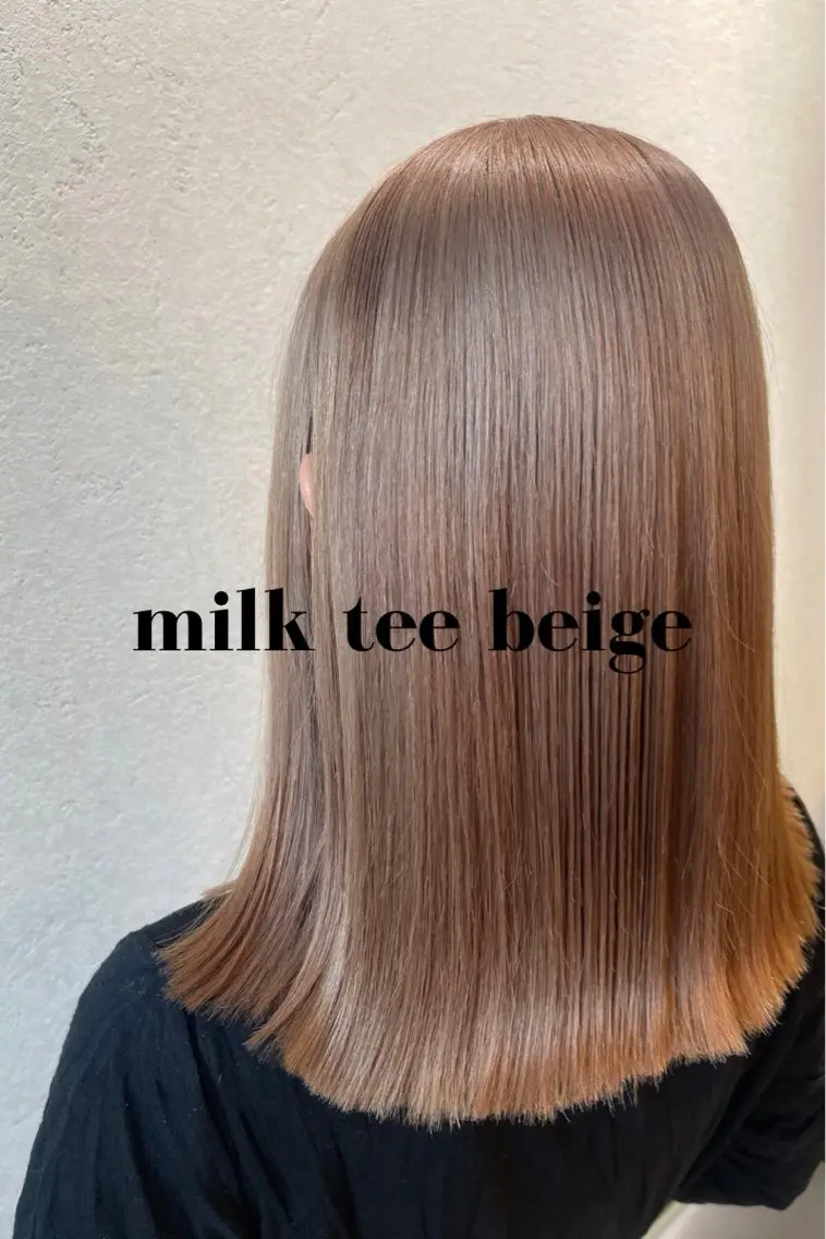 ミディアム カラー ベージュカラー ブリーチ ミルクティーベージュ ヘアカラー トリートメント ブリーチ✨/似合わせ カラー🎀/Yuzuのヘアスタイル