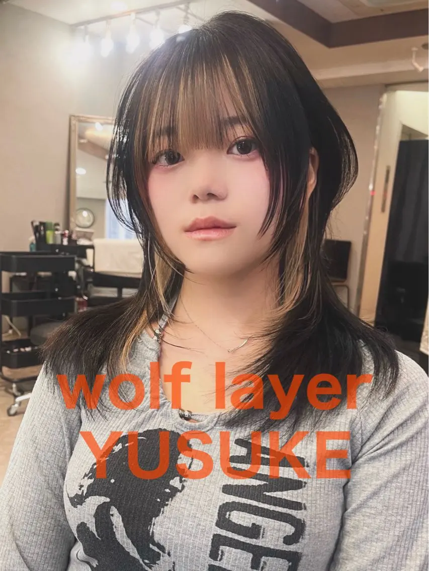 セミロング カラー ヘアカラー トリートメント YUSUKE レイヤーカットカラーのヘアスタイル