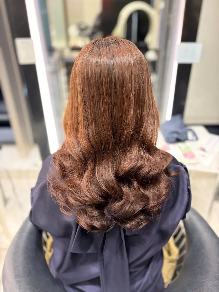 ロング パーマ ロング デジタルパーマ カット パーマ 🌼銀座コテ巻き風パ ーマ🌼いでいあやのヘアスタイル