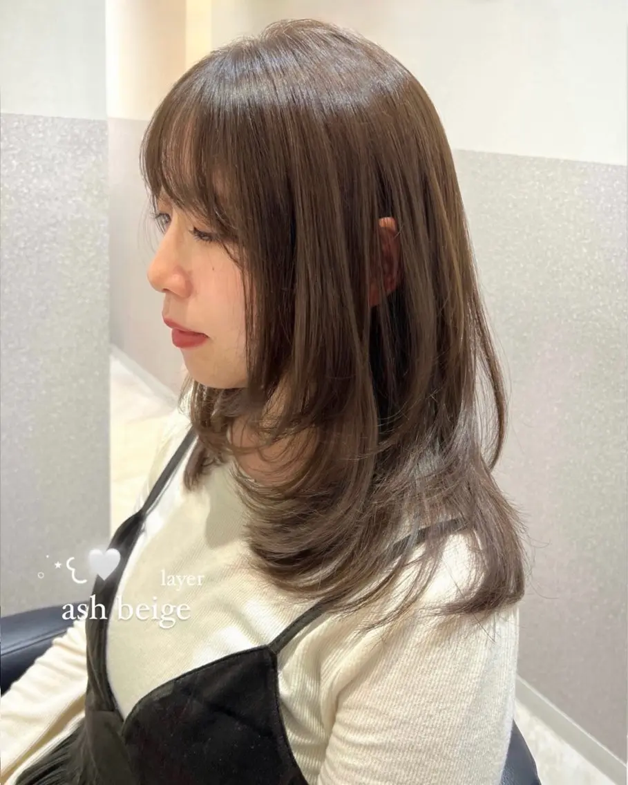 セミロング カラー 透明感カラー 似合わせカット カット ヘアカラー トリートメント 赤み消し/透明感 🪽◝✩ 武者春花のヘアスタイル