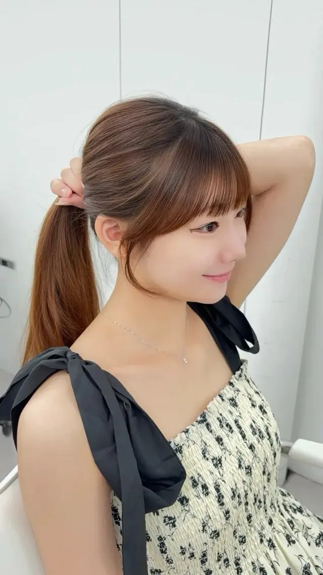 ロング カラー レイヤーカット 小顔カット カット ヘアカラー トリートメント 韓国ヘア/レイヤー/ 顔まわり足立遥奈のヘアスタイル