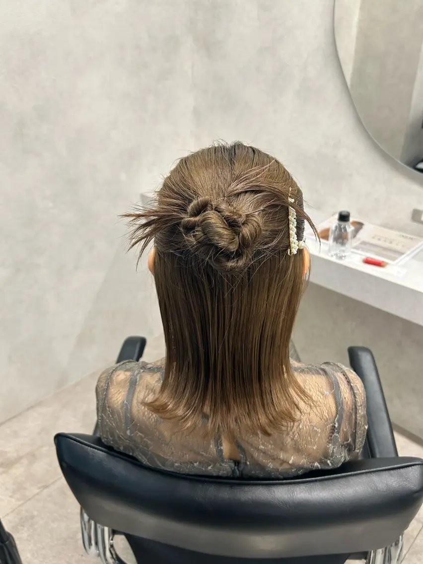 ミディアム ヘアアレンジ ヘアセット 🎀HARU/ボブ/ セット/赤み消し🫧のヘアスタイル