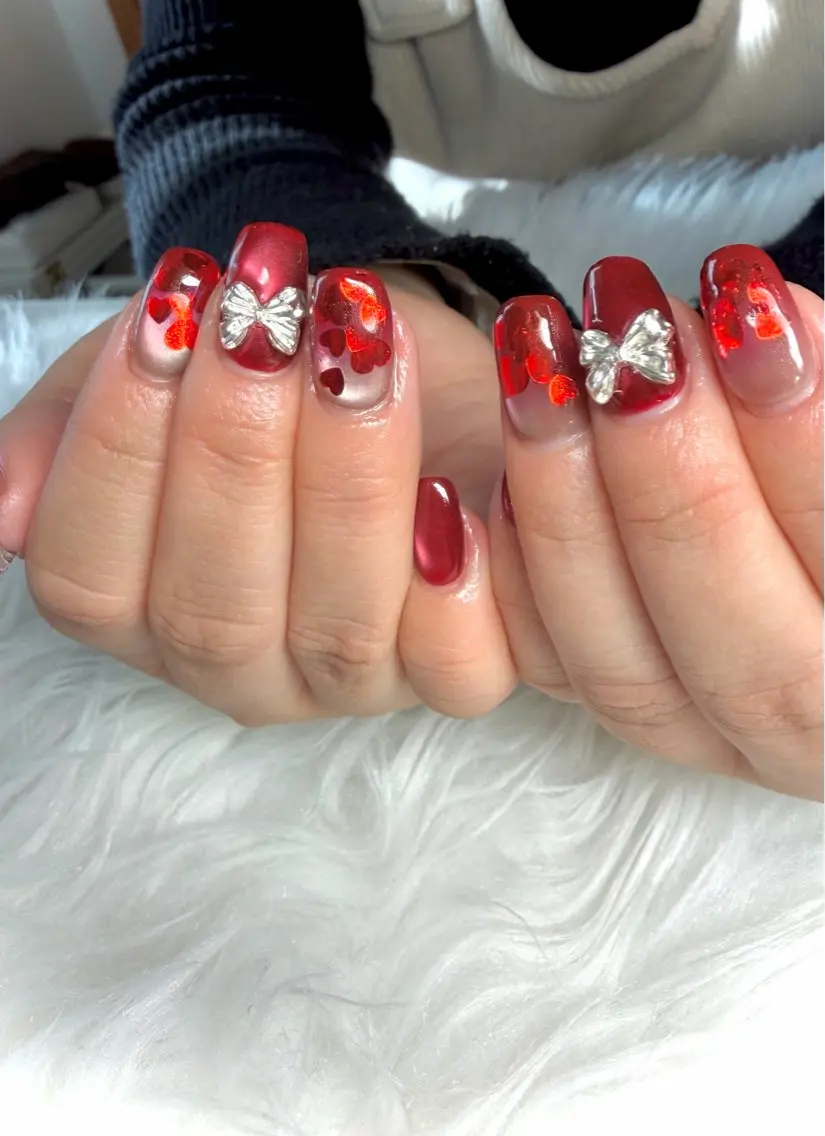 ネイル ハート マグネットネイル 冬ネイル Nail room Aのネイルデザイン