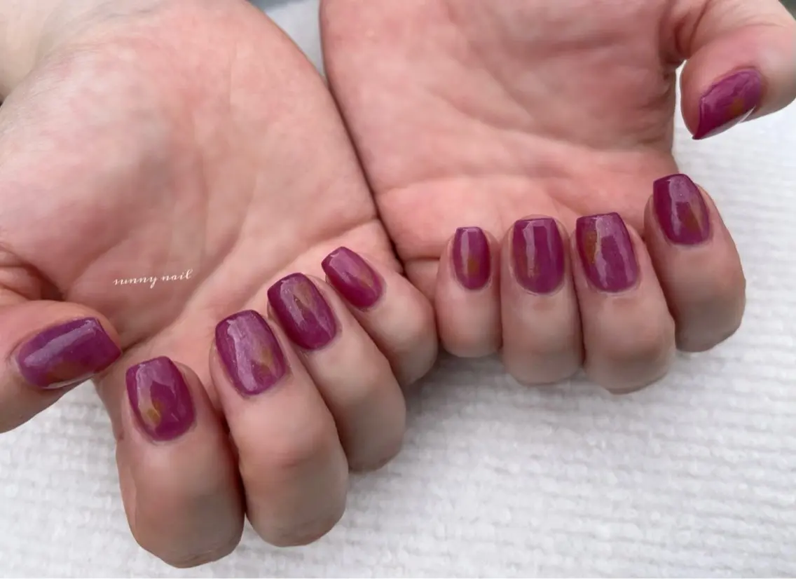 ネイル ジェルネイル マグネットネイル パラジェル パープル sunny nailのネイルデザイン