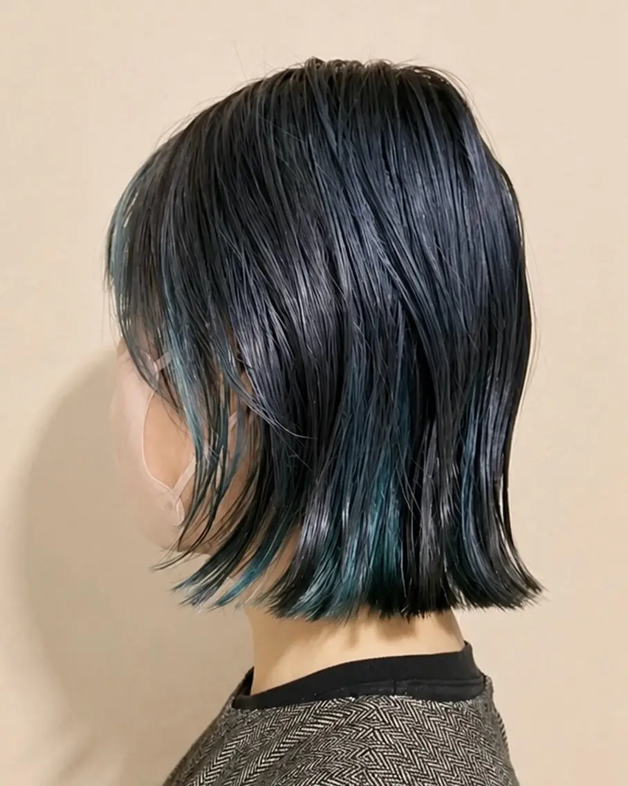 ミディアム カラー ブリーチ ブルーカラー カット ヘアカラー レイヤーカット/透明 感カラー/マノレイコのヘアスタイル