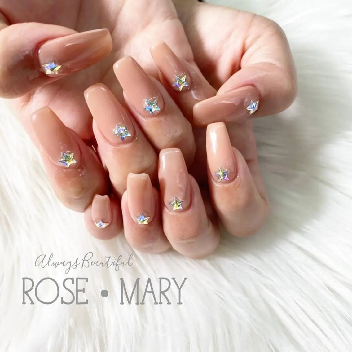 セミロング ネイル ワンカラーネイル ハンドネイル ROSE・ MARY 鈴木のネイルデザイン