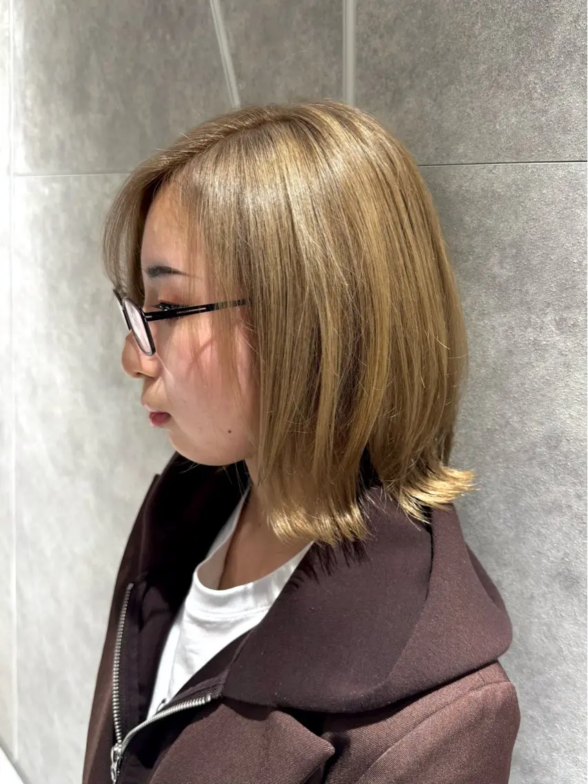 ミディアム カラー ブロンド カット ヘアカラー けー すけのヘアスタイル