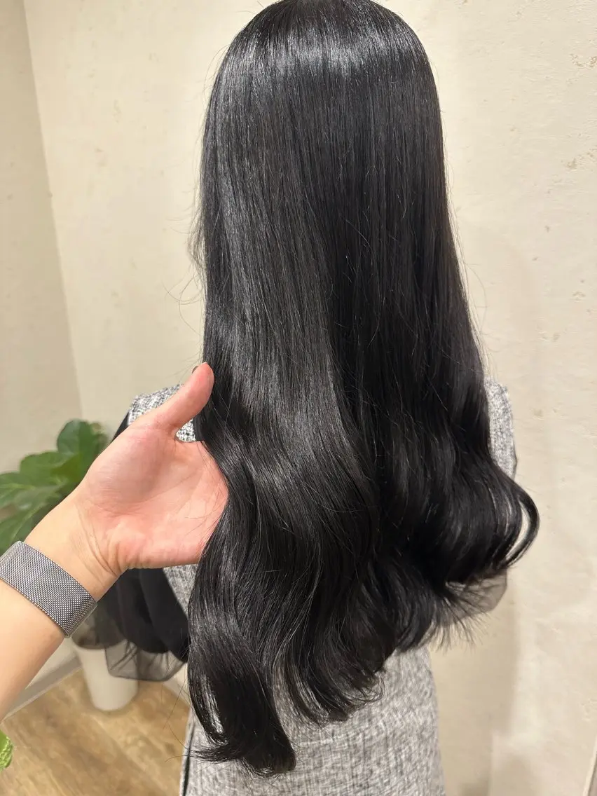 💙黒染め不使用 暗艶髪カラー💙➕トリートメント✨就活生オススメ✨【ロング料金無し】の写真