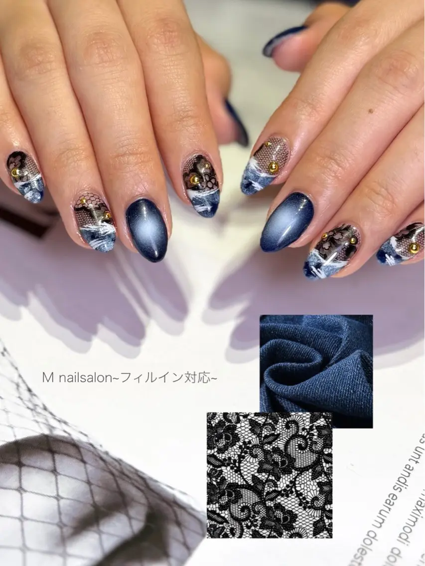 ネイル カジュアル レース ハンドネイル Mnailsalon フィルイン対応サロンのネイルデザイン