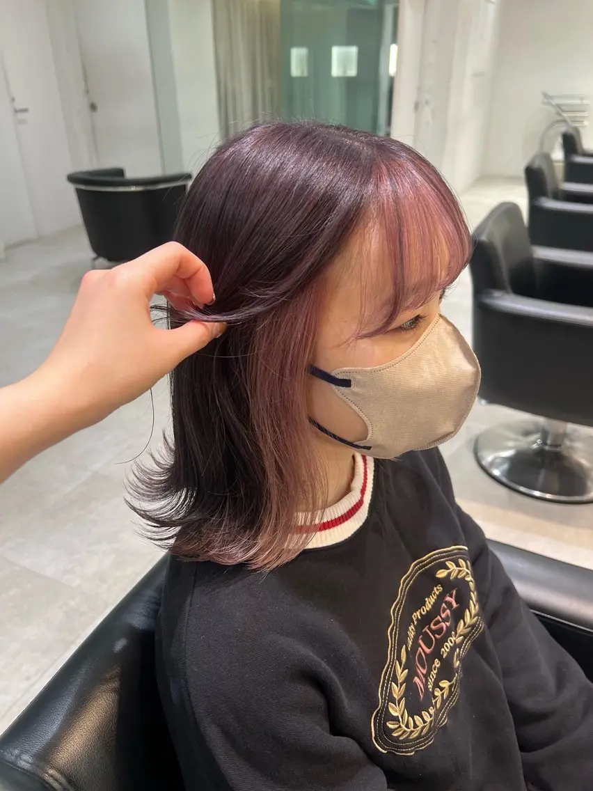 ミディアム カラー ブリーチ ラベンダーカラー ラベンダーグレー ピンクカラー 🌷川崎/ボブ/ アレンジ/コトネ🌷のヘアスタイル