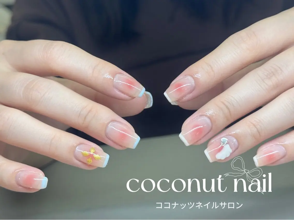 ネイル べっ甲ネイル フレンチネイル キラキラネイル マグネットネイル 大理石ネイル(マーブル) ハンドネイル 神田 ココナッツのネイルデザイン