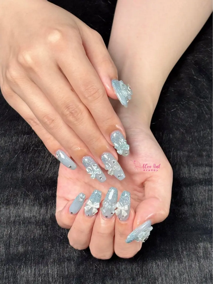 ネイル 桜ネイル 長さ出し フラワーネイル フレンチネイル ジェルネイル ハンドネイル ACon NailSalonのネイルデザイン