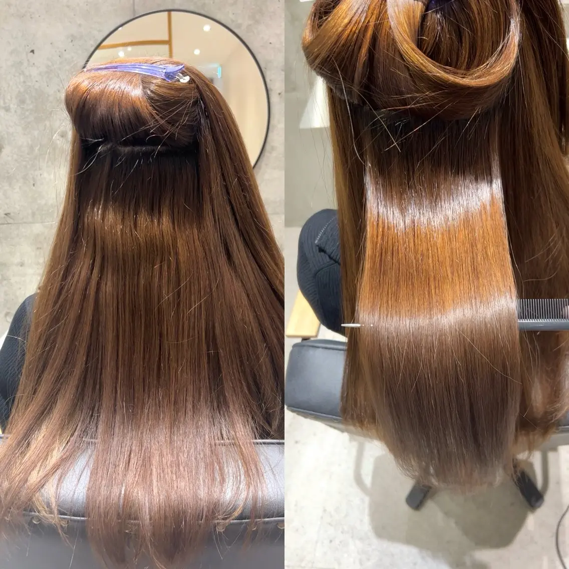 セミロング パーマ カット 縮毛矯正 トリートメント 乾かすだけでまとまる 髪質改善✨のヘアスタイル