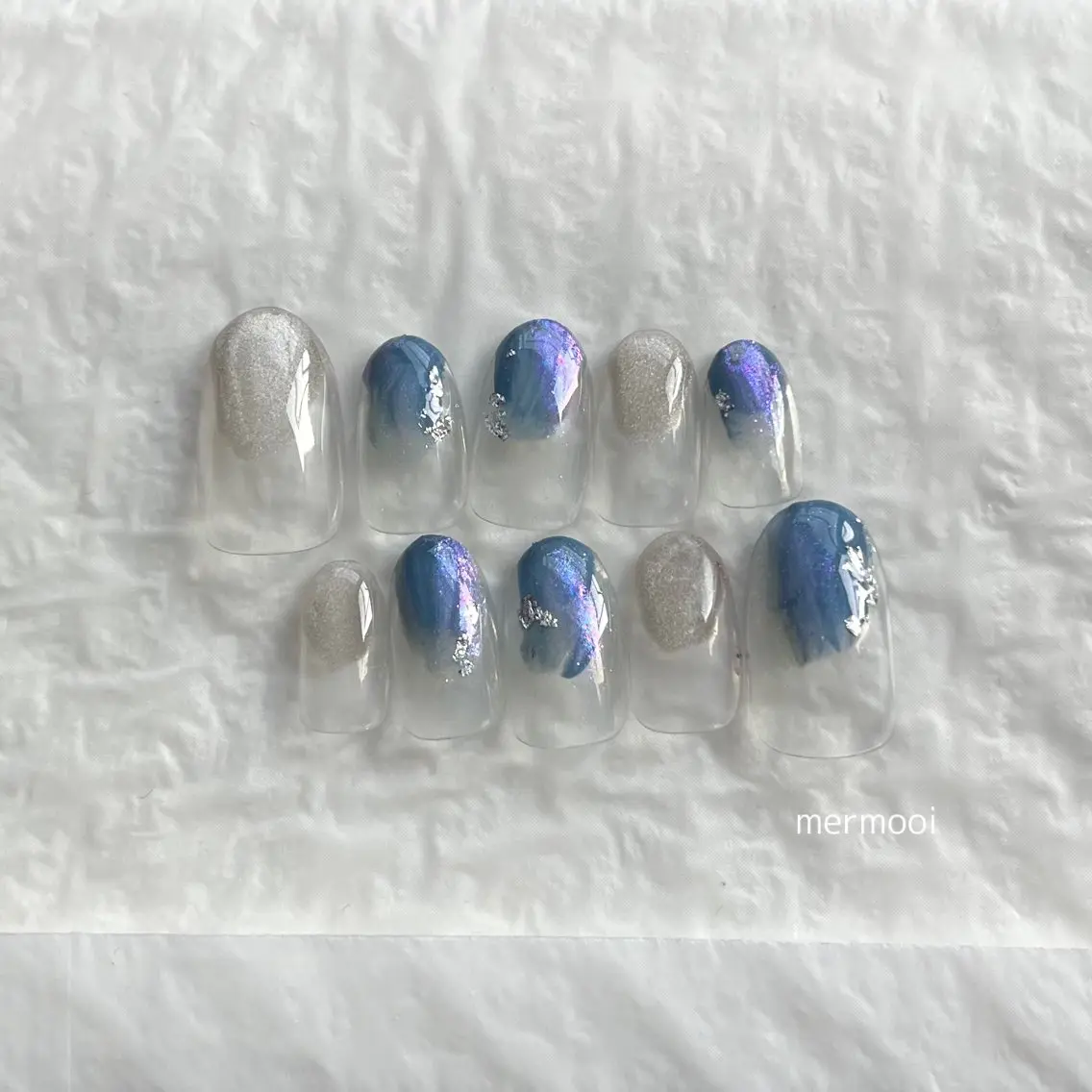 ネイル クリアネイル ジェルネイル 韓国ネイル マグネットネイル ミラーネイル mermooi nailのネイルデザイン