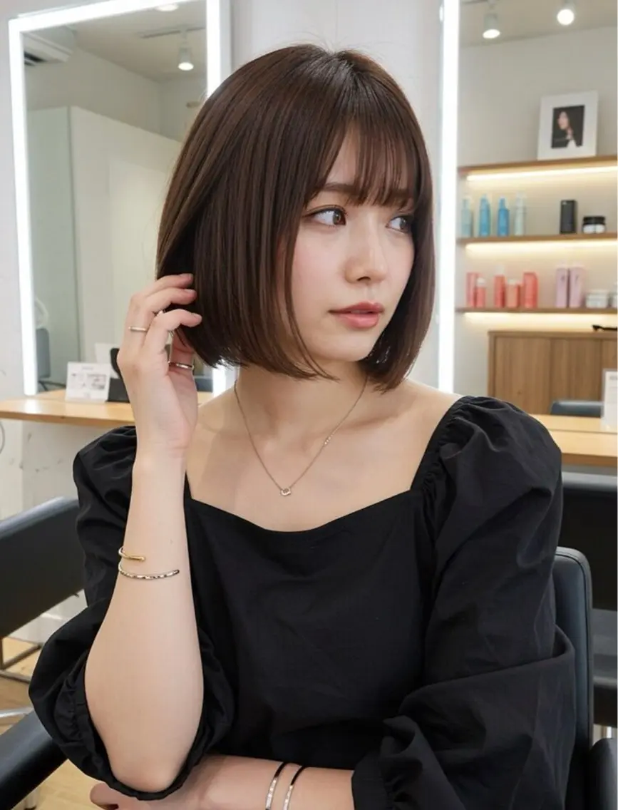 色っぽ肩上ボブ＋似合わせ透明感カラーの写真