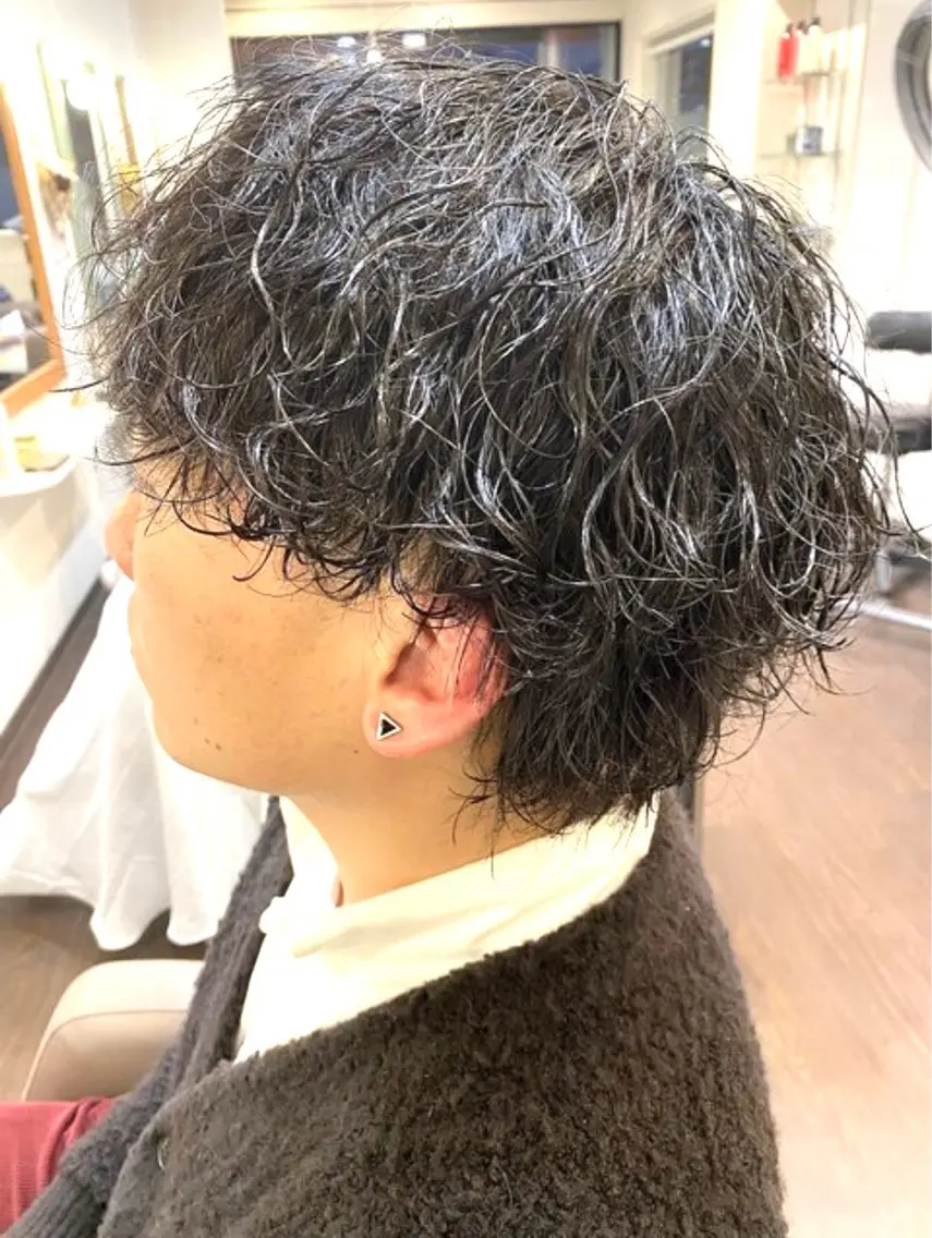 ミディアム パーマ メンズ カット パーマ 後藤 直樹のヘアスタイル