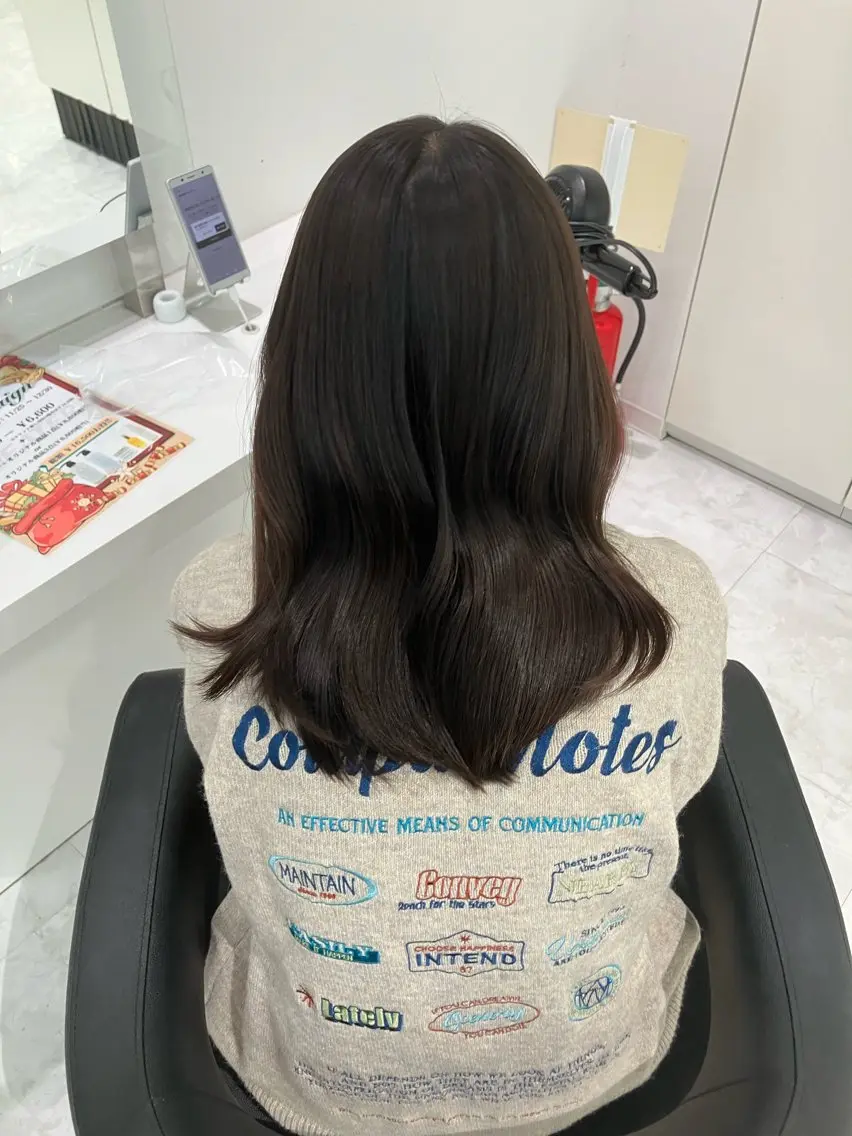 セミロング カラー ヘアアレンジ 💓色落ちまで綺麗な 垢抜けカラー💓のヘアスタイル