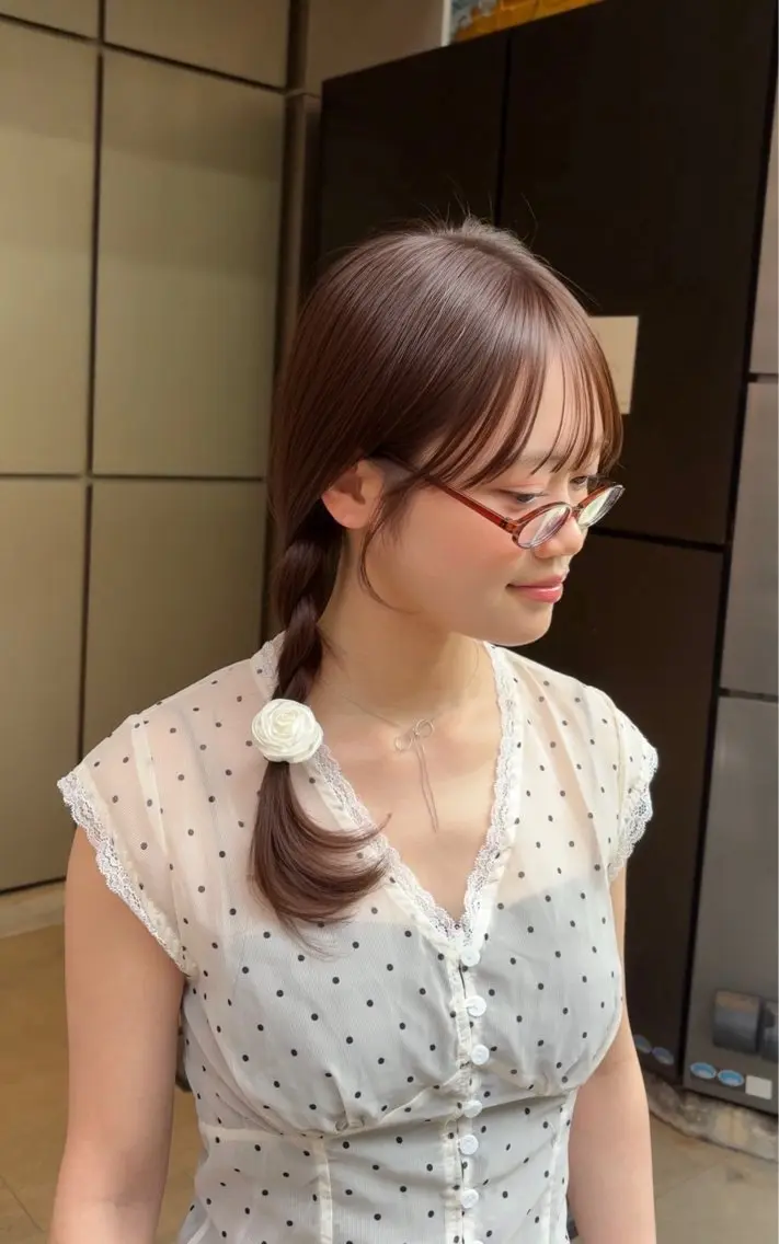 ミディアム 顔周りカット カット ヘアカラー トリートメント ブリーチなし透明感 🪄aoi🤎のヘアスタイル
