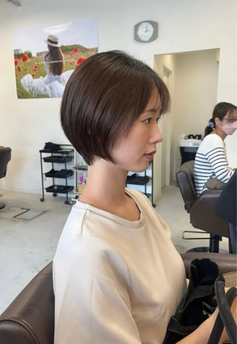 ショート 丸みショート ショートヘア カット 縮毛矯正 トリートメント 狩野 くるみのヘアスタイル