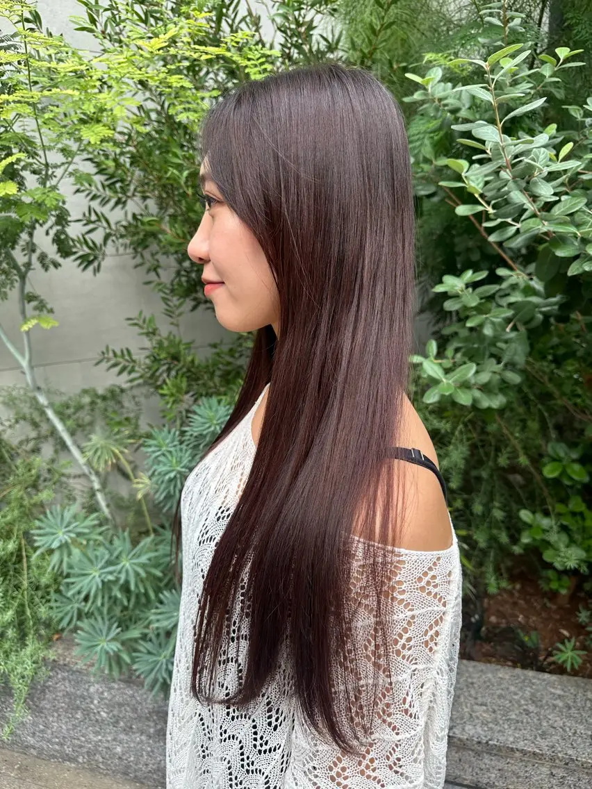 ロング カラー ヘアアレンジ タイトボブ個性派カラ ーAKANEのヘアスタイル