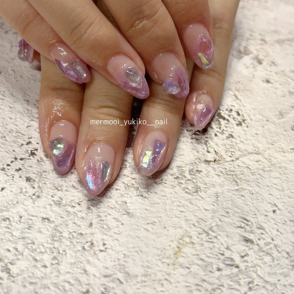 ネイル アートネイル オーロラネイル ジェルネイル キラキラネイル 韓国ネイル mermooi nailのネイルデザイン